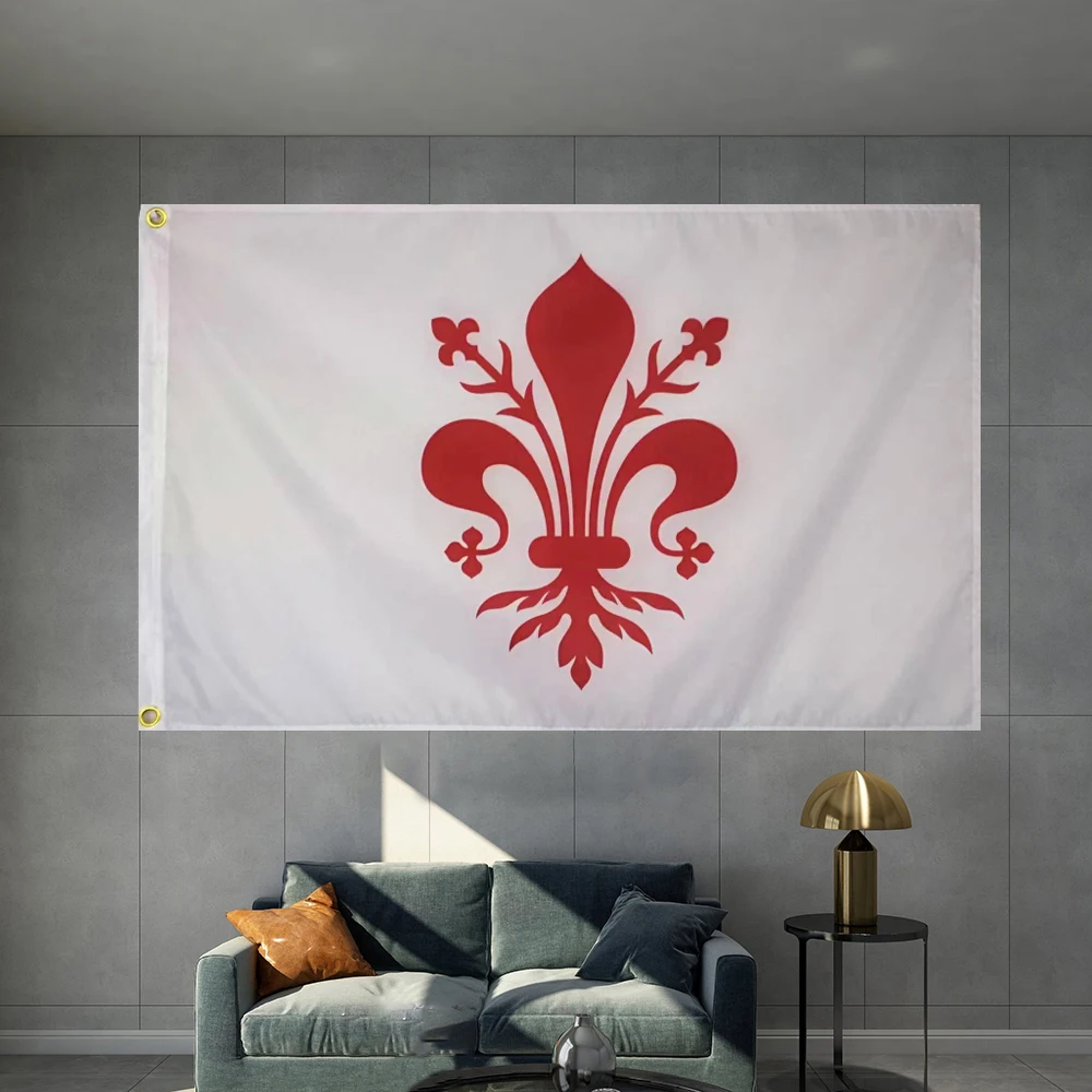 Italy Florence City Flag Graphic Custom Printed Hanging Banner Decoration Sport Polyester Shaft Cover Grommets 3X5FT 90X150CM