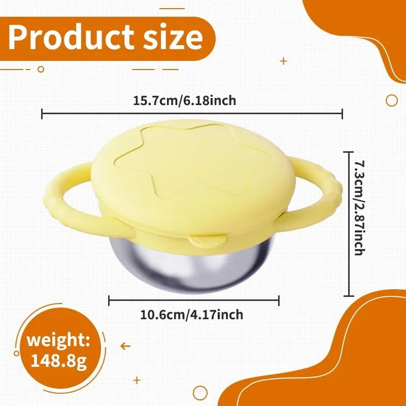 Toddler Stainless Steel Snack Cups Travel Lids Removable Silicone Snack Catcher Spill Proof Containers Dry Food Bowl Dishwasher