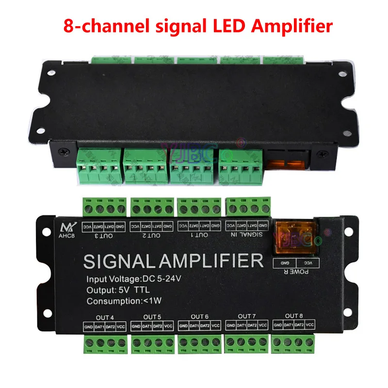 8-Channel Signal LED Amplifier For 2812B/WS2815/WS2813/WS2811 Pixel RGB Addressable LED Strip Light 5V TTL Output DC 5-24V