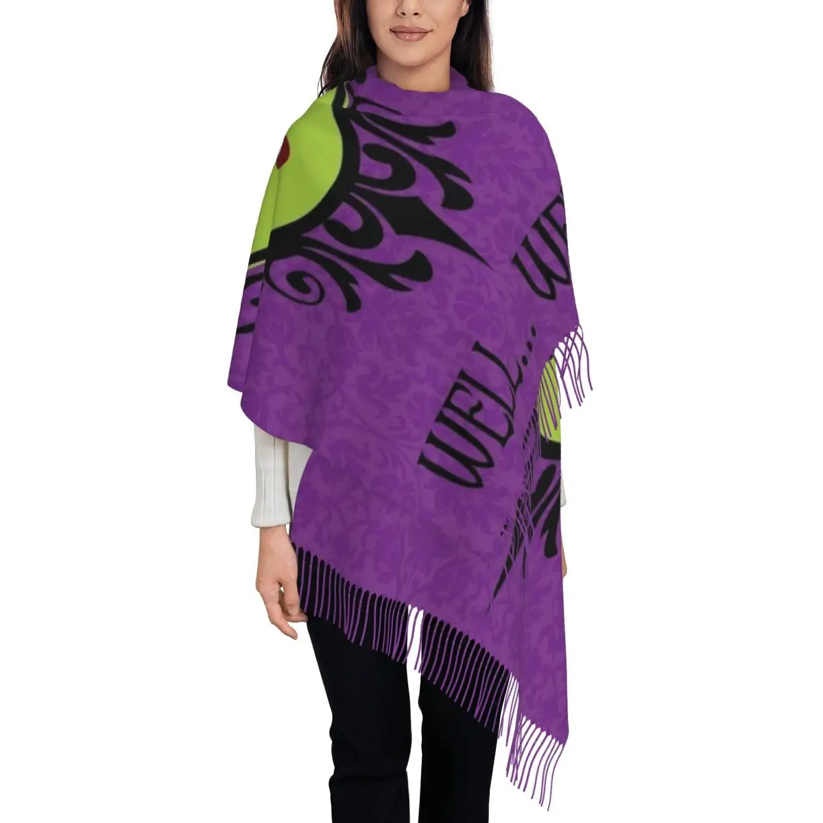 

Custom Maleficent Movie Scarf Wrap for Women Long Winter Warm Tassel Shawl Unisex Scarves