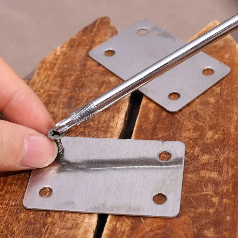 Stainless Steel Flat Hinge Repair Plate Right Angle Four Hole Fixed Bracket For Wood Shelves Cbinets Home Furniture Fasteners