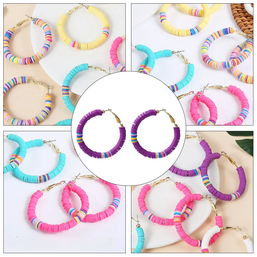 

C Drop Earrings Bohemian Style Clay Waterproof Wear for Women Girls School Work Accessories