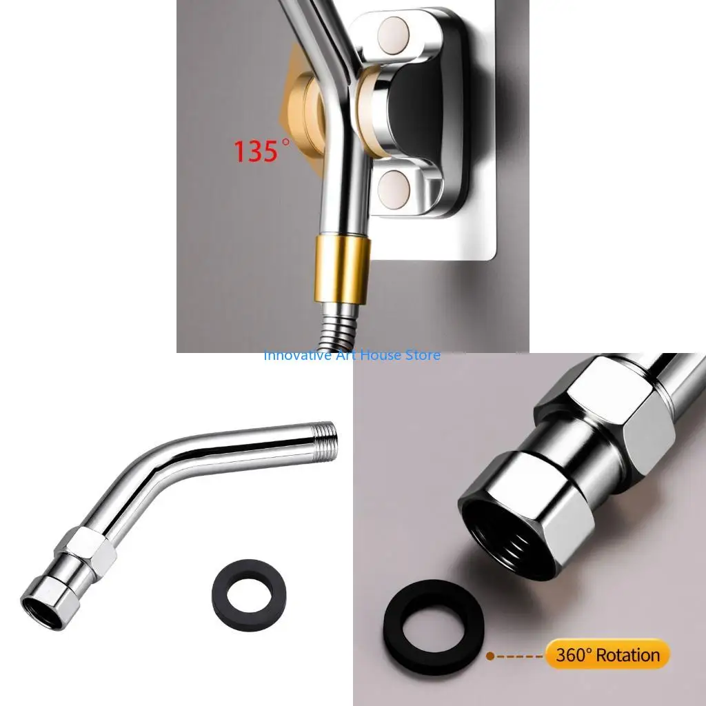 E1PC Angled Shower Extension Fitting, Male and Female Screw-End Joint for Replacing and Repositioning a Bathroom Water Outlet