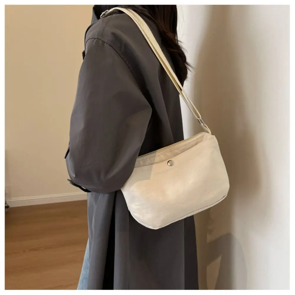 Fashion Canvas Shoulder Bags New Solid Color Large Capacity Crossbody Bags Simple Women Teens Purse Multifunction Handbags