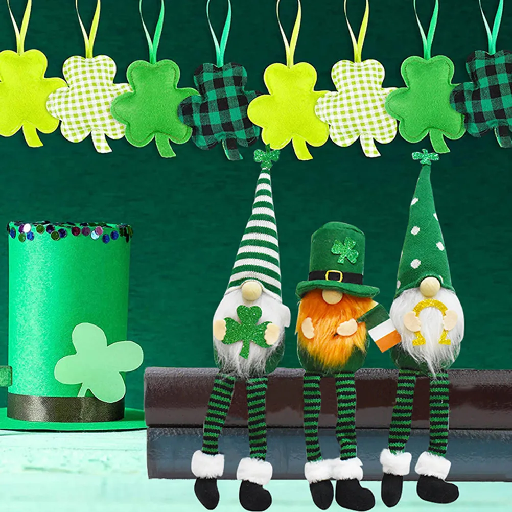 

2Pcs St Patricks Day Gnome Home Ornament Cloth Material Compact Size Party Photo Prop Festival Decoration St Patricks Day Gnome