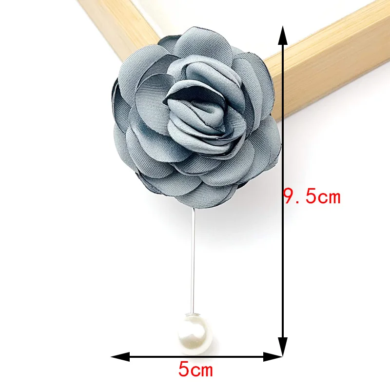 Korean Fashion Design Handmade Silk Flower Brooch Pearl Camellia Pins Woman Summer Daily Colthes Button Anti Slip Small Trinket