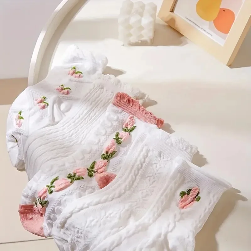 5 Paar süße Spitzen-Mid-Tube-Socken für Damen, Lolitajk, gerüscht, Harajuku-Stil, Herbst und Winter, weich, vielseitig, modisch, Mädchensocken
