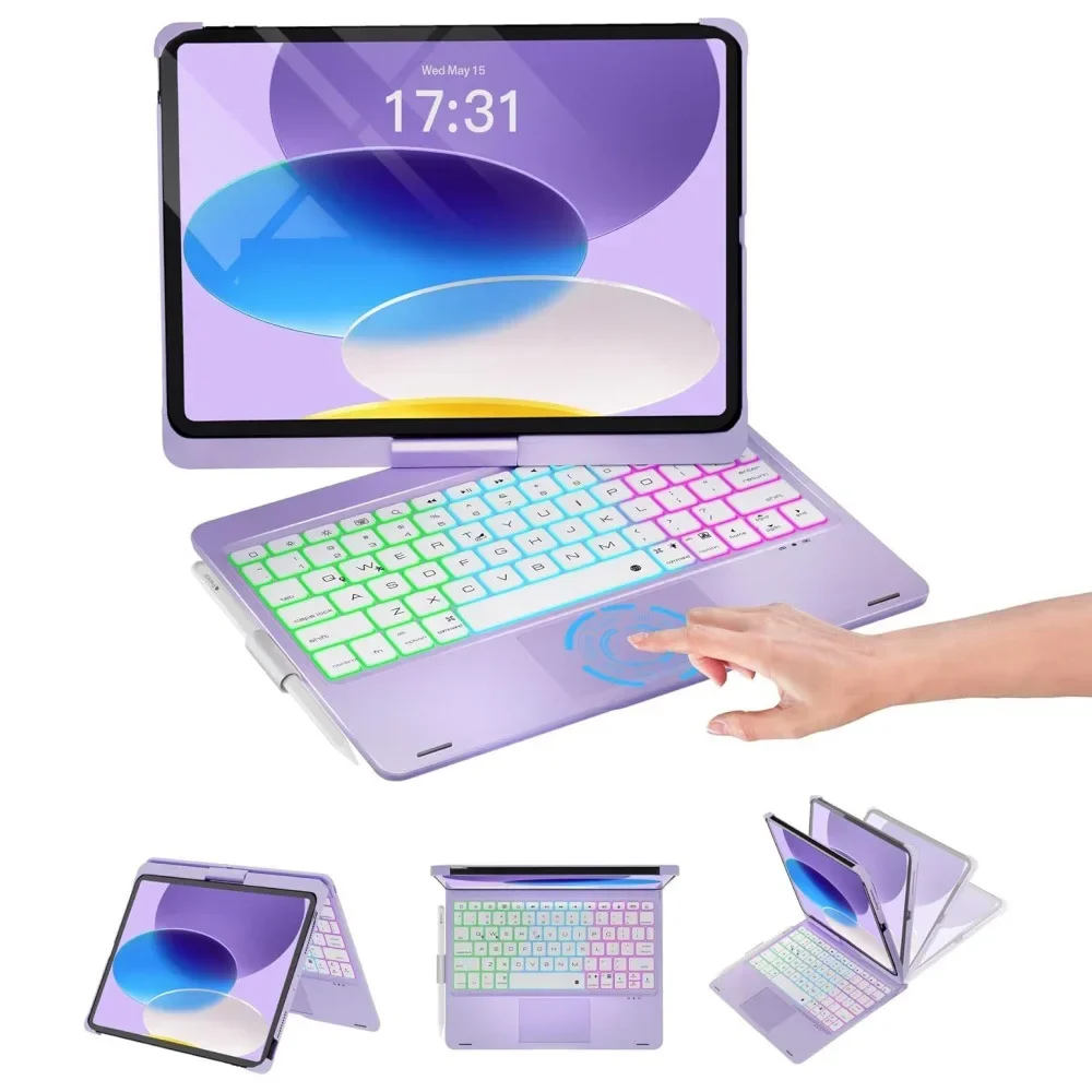 360° Magic Backlit Keyboard Case For iPad Air 11 13 M2 M3 2025 Air 4 5 10.9 iPad Pro 11 12.9 13 10th Gen 11th A16 10.2 7/8/9th