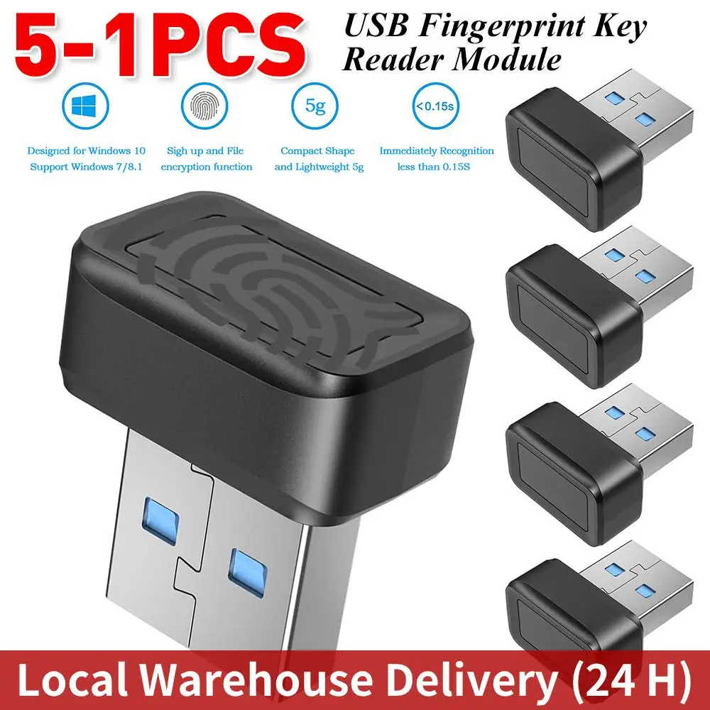 

USB-считыватель отпечатков пальцев, противоскользящий портативный ключ безопасности, Windows Hello, биометрический мини-ключ безопасности для ПК или ноутбука