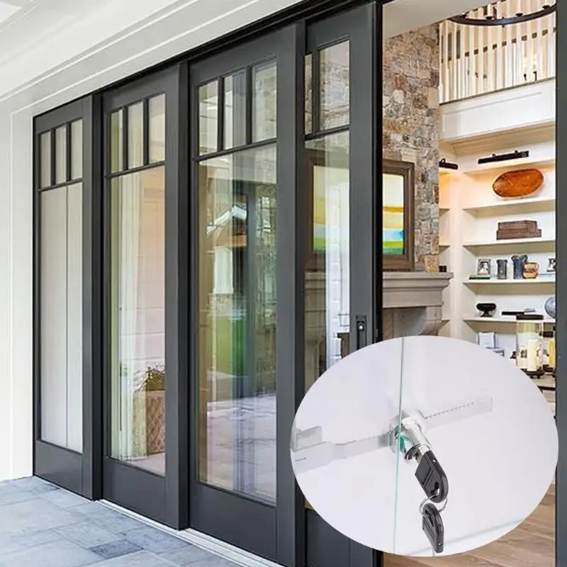 2Pcs Stainless Steel Glass Case Lock Sliding Glass Door Ratchets Lock with