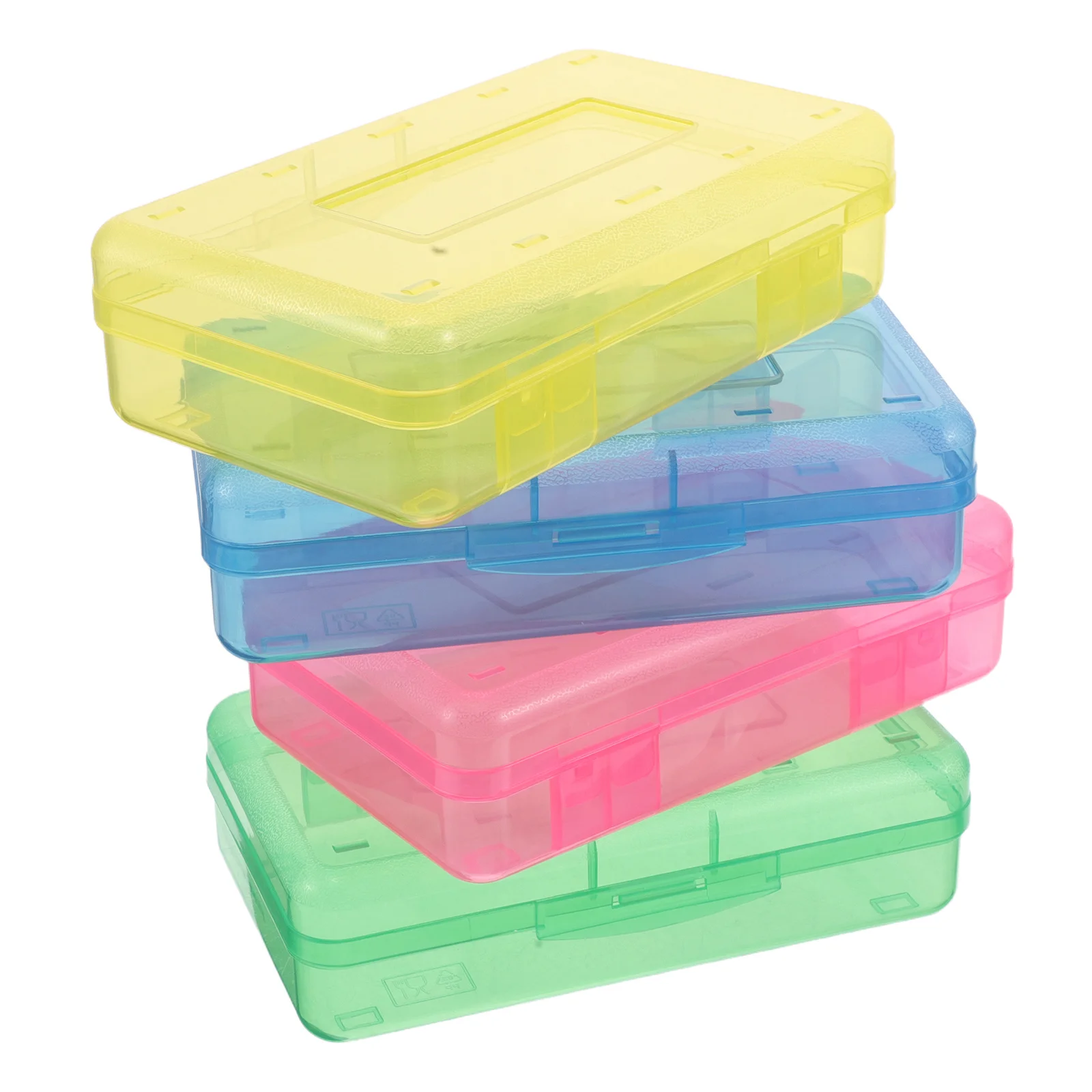 

4Pcs Transparent Pencil Box Clear Hard Plastic Organizer Large Capacity Storage for School Supplies Classroom Use Colored Pencil