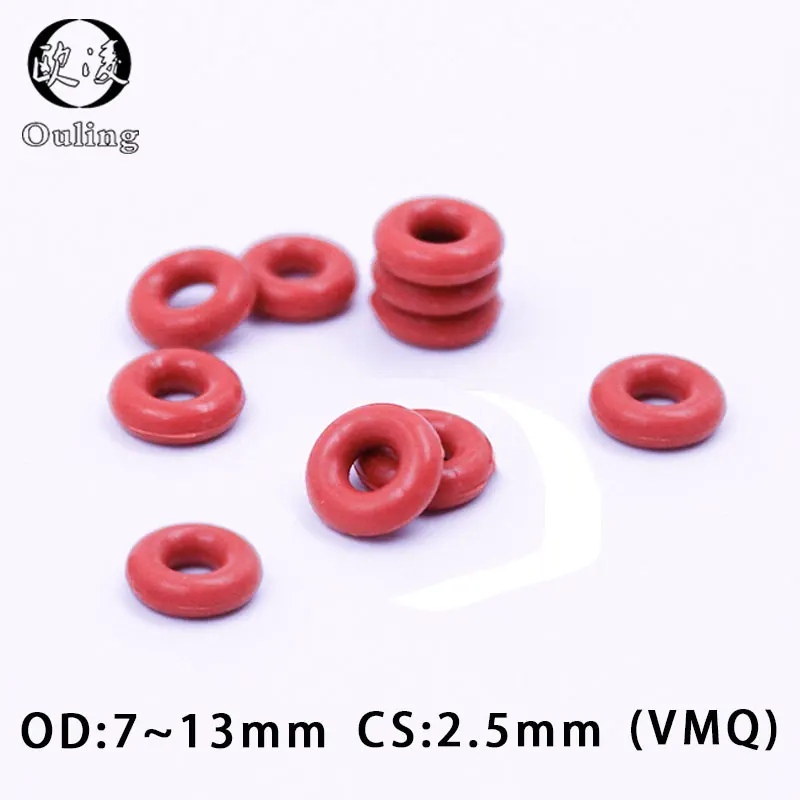 

30PC/lot Red Silicone Ring Silicon/VMQ O ring CS2.5mm Thickness OD7/8/9/10/11/12/13*2.5mm Rubber O-Ring Seal Gasket ORing Washer