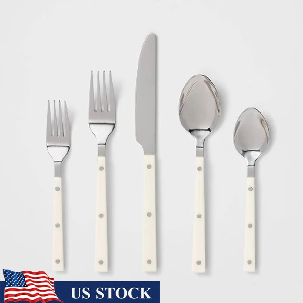 

20pc Stainless Steel Silverware Set Service 4 Flatware with Forks Spoons Knives Dishwasher Safe Family Dining