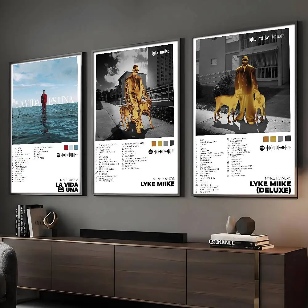 Sänger Myke Towers Poster, klebrige Wandkunst, Druck, wasserdicht, für Zuhause, Wohnzimmer, Schlafzimmer, Bar, ästhetisches Dekor