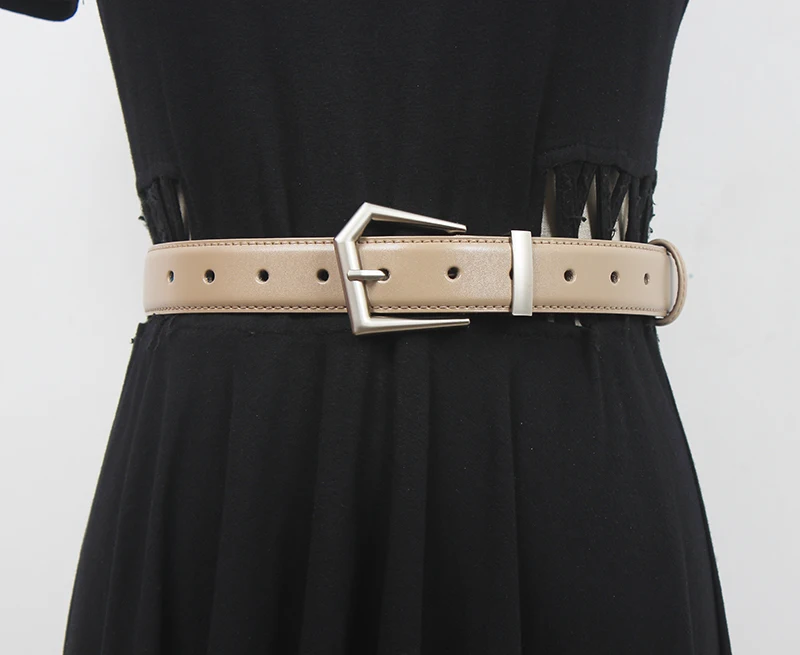 Women's Runway Fashion Genuine Leather Cummerbunds Female Dress Corsets Waistband Belts Decoration Narrow Belt R1794