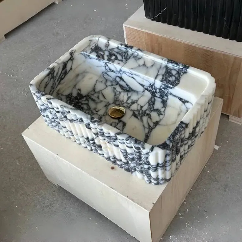 Elegant Modern Marble Bathroom Sink Villa Washbasin Stylish Countertops image 2