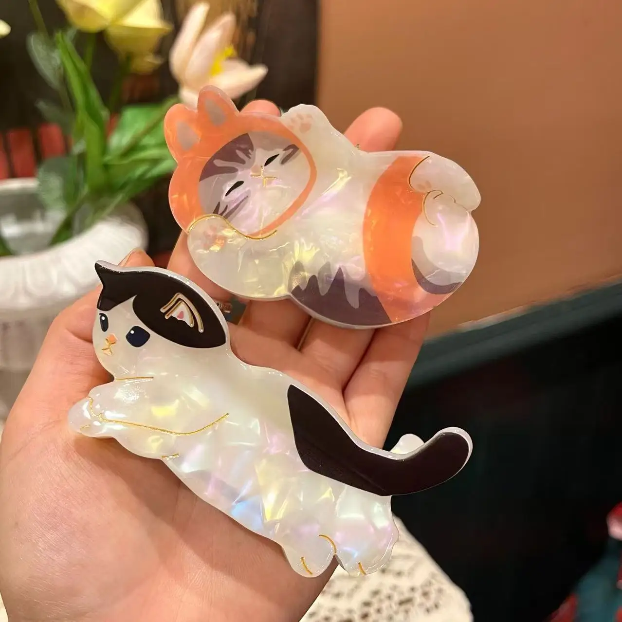 

NEW Cartoon Lazy Cat Acetate Hair Claw Japanese Style Claw Clips Animal Series Crab Hair Clips for Women Girls Hair Accessories