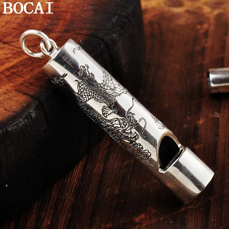 

Новый мужской кулон BOCAI из стерлингового серебра S925 с винтажным узором в виде дракона и свистком