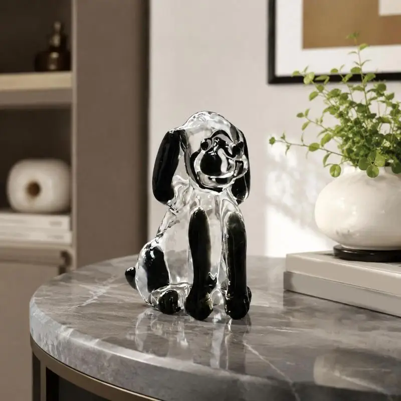 E8BD Mini Dog Glass Figure for Home Display and Everyday Giving Accent