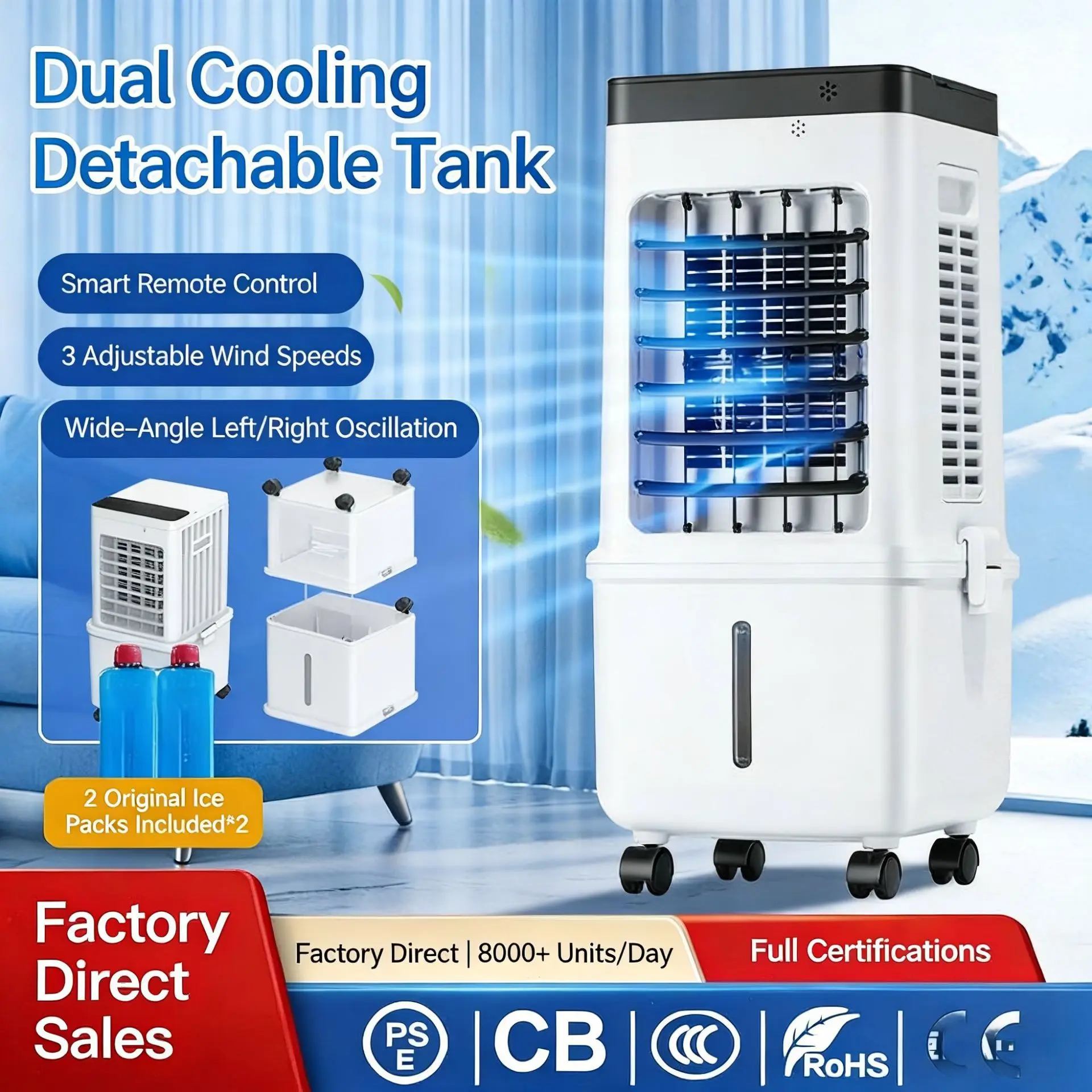 AOLIVIYA Portable Evaporative Air Cooler Water Cooling Fan For Home Dormitory Mobile Small Air Conditioner Specialty Tools
