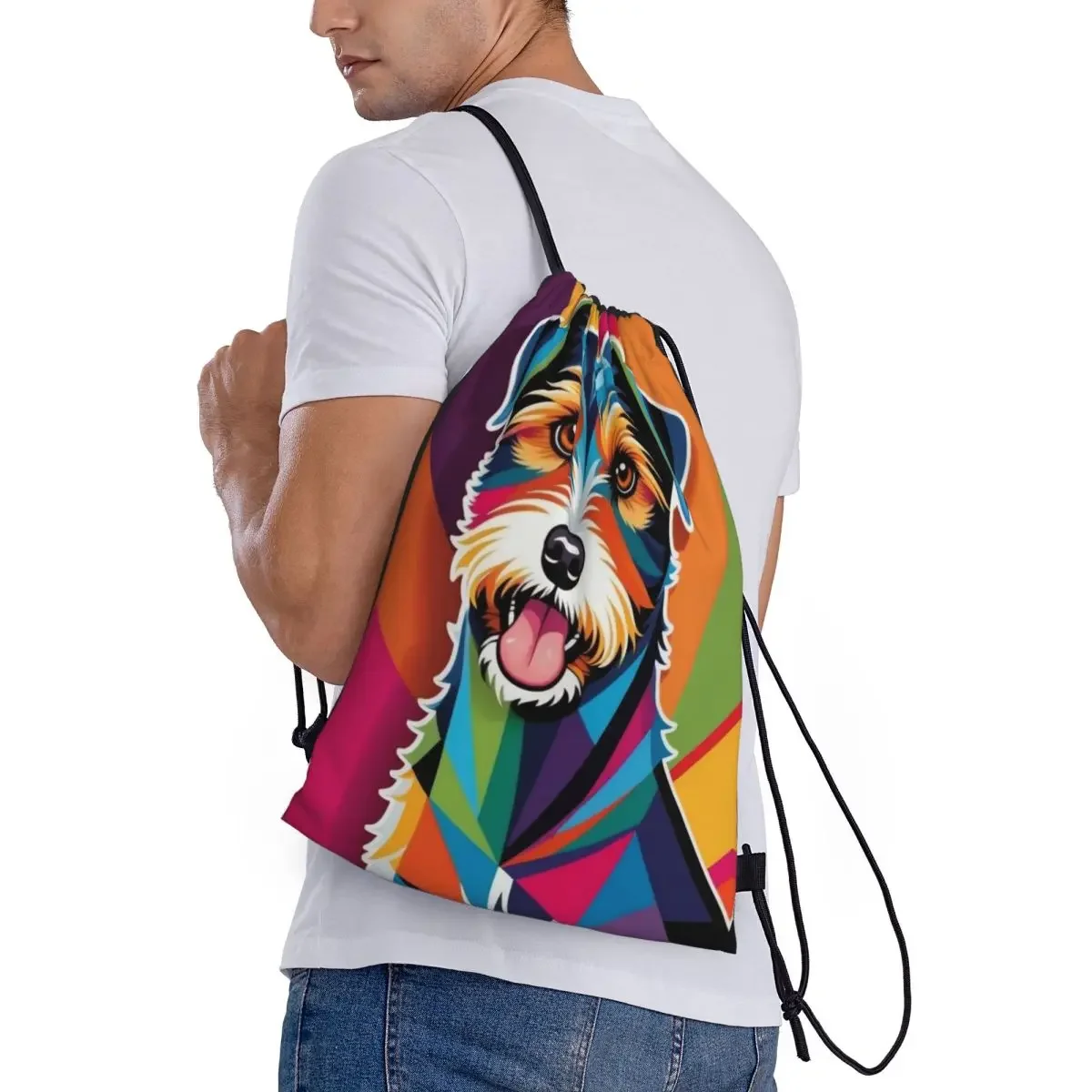 Custom Jack Russell Terrier Art Drawstring Bag for Training Yoga Backpacks Women Men Funny Animal Puppy Sports Gym Sackpack