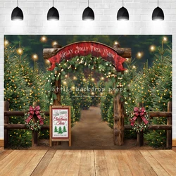 Christmas Holly Jolly Tree Farm Arch Backdrops Kids Adult Photography Child Baby Family Photocall Decors Xmas Forest Backgrounds
