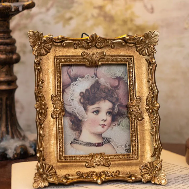 Retro Photo Frame European Style Picture Frame Decorative Wedding Square Resin Photo Frame Fine ID Frames Home Decor Baby Frame