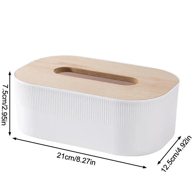 Plastic Tissue Box With Wooden Cover Nordic Simplicity Style Desktop Napkin Box Living Room Bathroom Toilet Square Tissue Box
