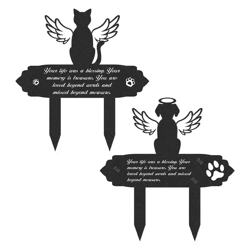 Metal Memorial Stake pet Decorative Grave Stake Waterproof Garden Cemetery Decorations With Words Of Sympathy For Cats And Dogs