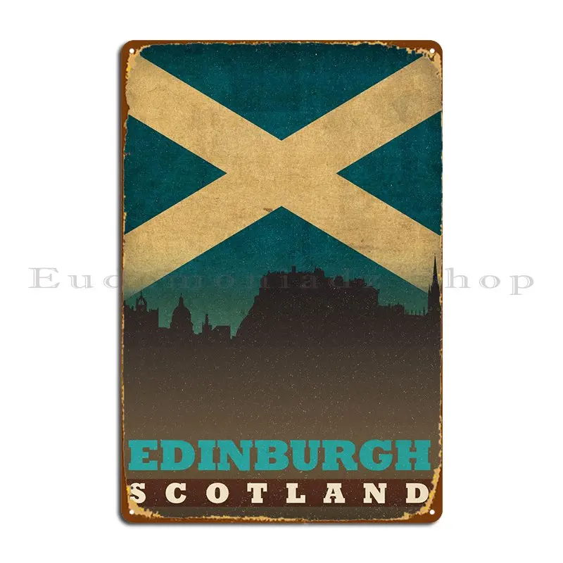 Edinburgh Scotland Flag Metal Signs Vintage Wall Decor Design Club Designs Tin Sign Poster