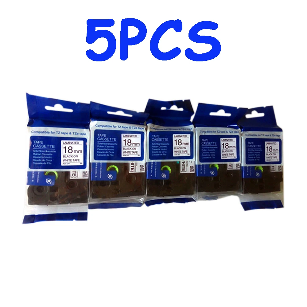 5PK, черно-белая лента для этикеток, совместимая с фотографиями, фотография для сенсорного принтера, 18 мм, 0,7 дюйма x футов (8 м)