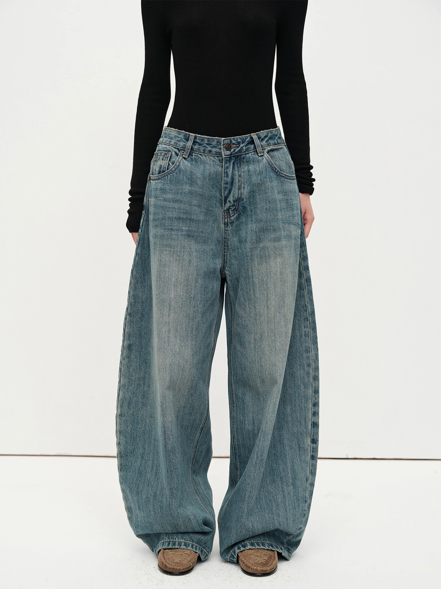 

Джинсы MHV ARCHIVE New Sle Faded Waed Scythe из денима, хлопковые, широкие, однотонные, зимние, повседневные