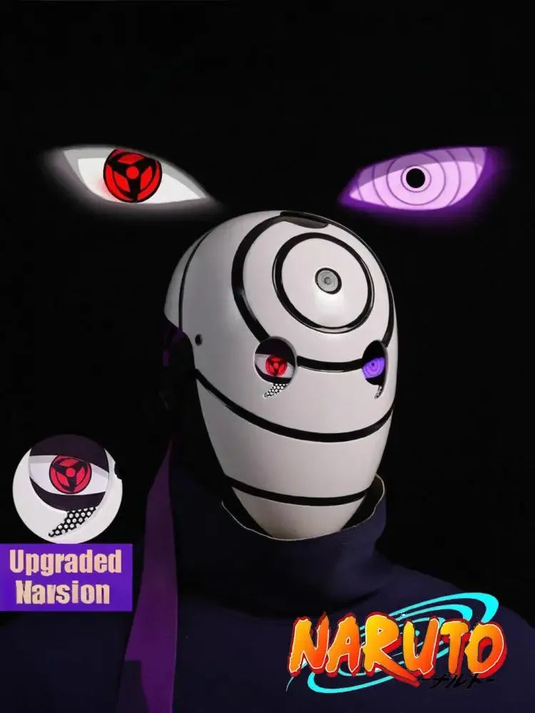 Maska Naruto Cosplay Uchiha Obito Maska Akatsuki Sasuke Sharingan Maska Kreskówkowa Maska Imitująca Sharingan Maska Anime Halloween — 2