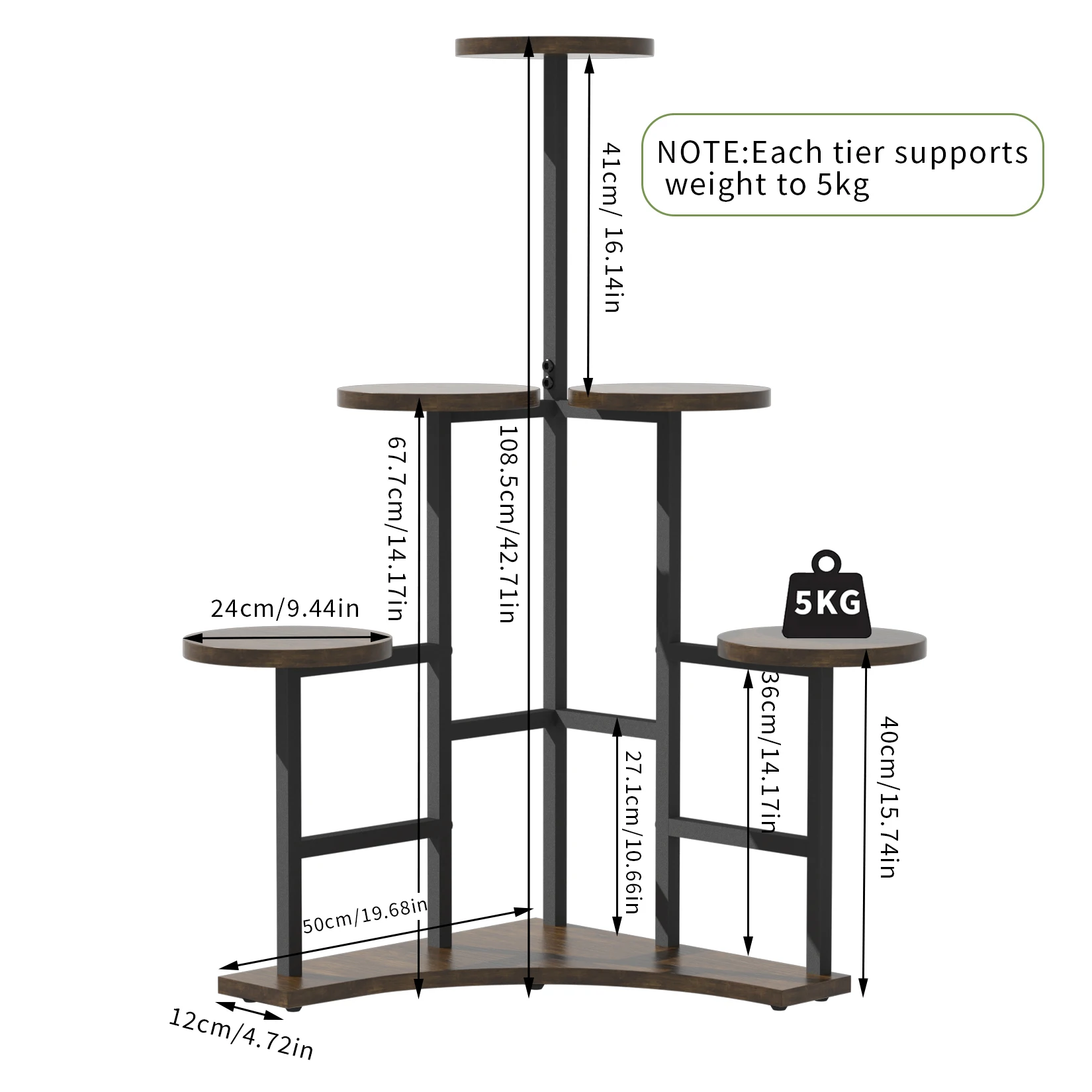 5 Tiers Wooden Plant Stand Holder Tall Corner Flower Display Rack Organizer Shelves