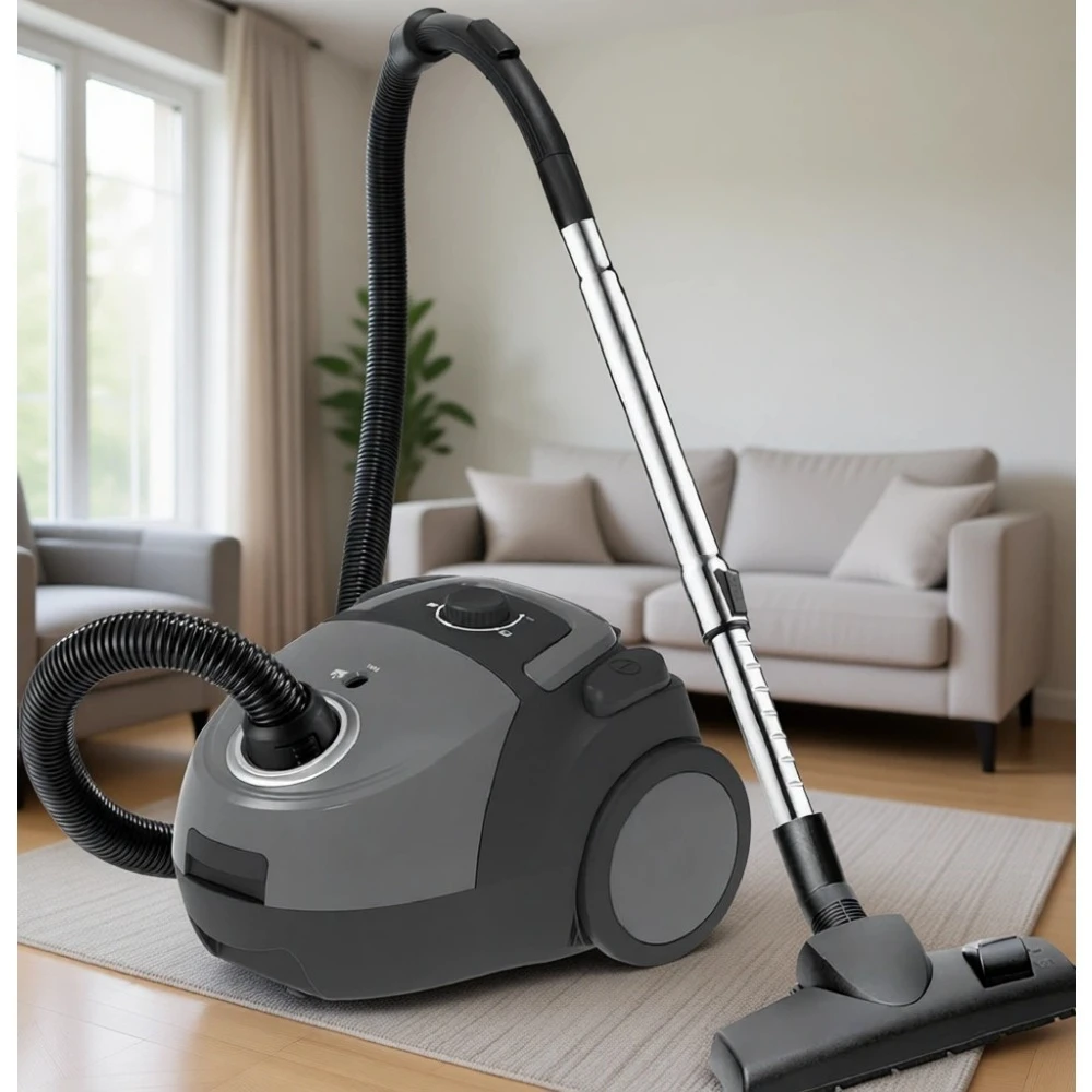 Aspiradora con bolsa 850W, alcance 9m, cabezal alemán, filtro HEPA, para mascotas y alergias, ligera y compacta
