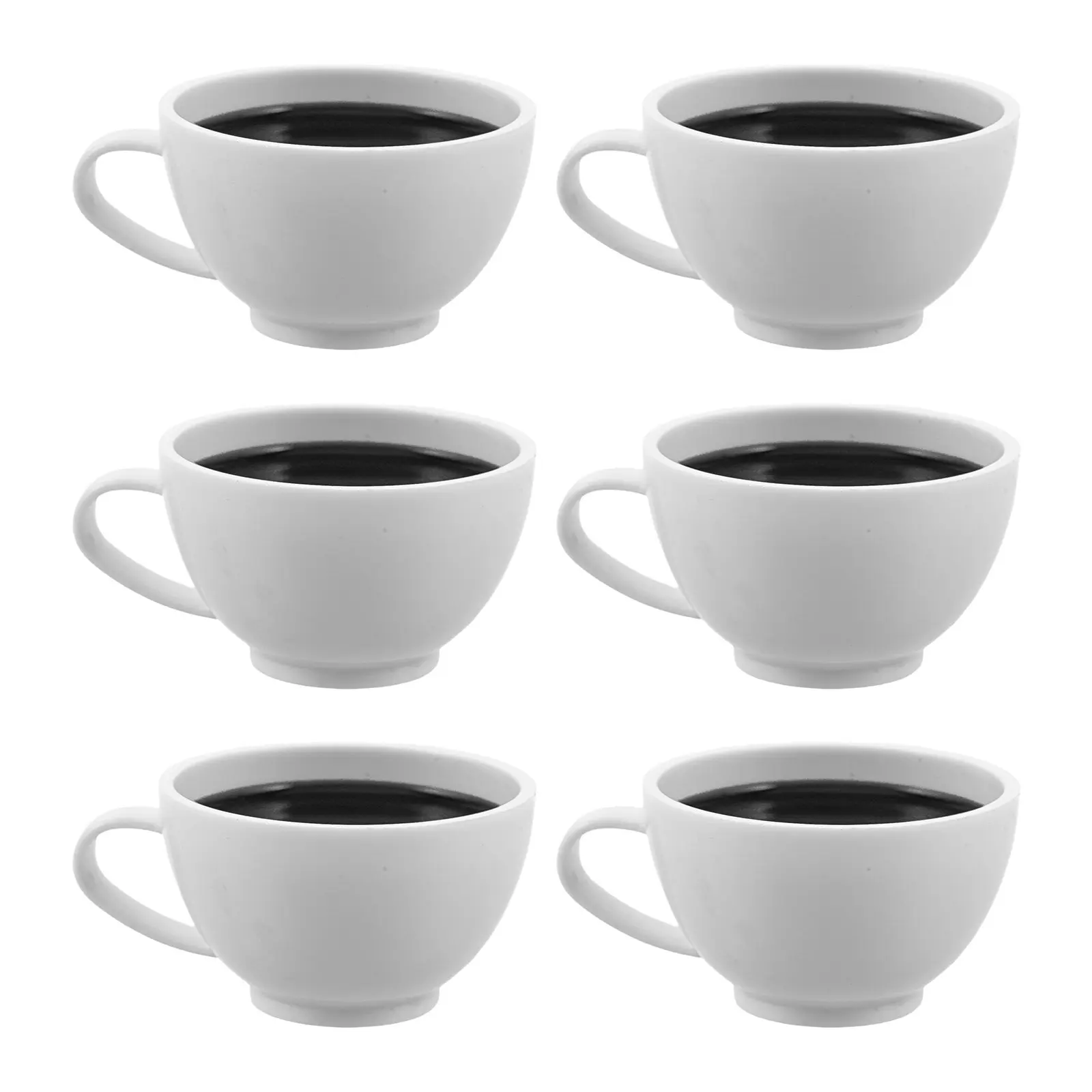 6個入り、リアルなミニチュアコーヒーカップ。プラスチック製で、ドールハウスの装飾やdiyキーホルダー、小さなコーヒーショップの飾りとして最適。