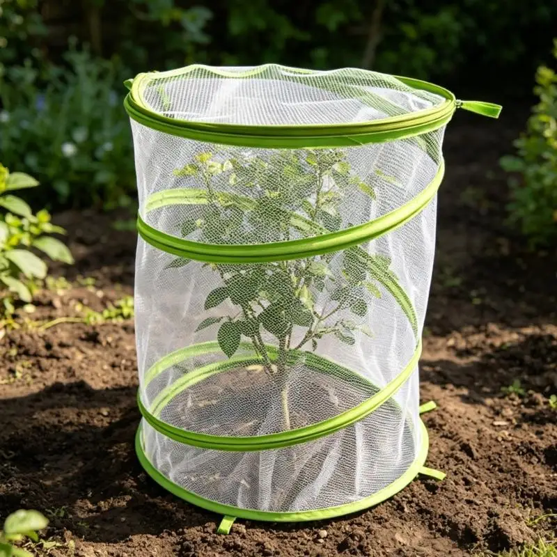 Round Secured Plant Shelter Cover Flexible Screen Garden Barrier For Outdoor Vegetation B03E