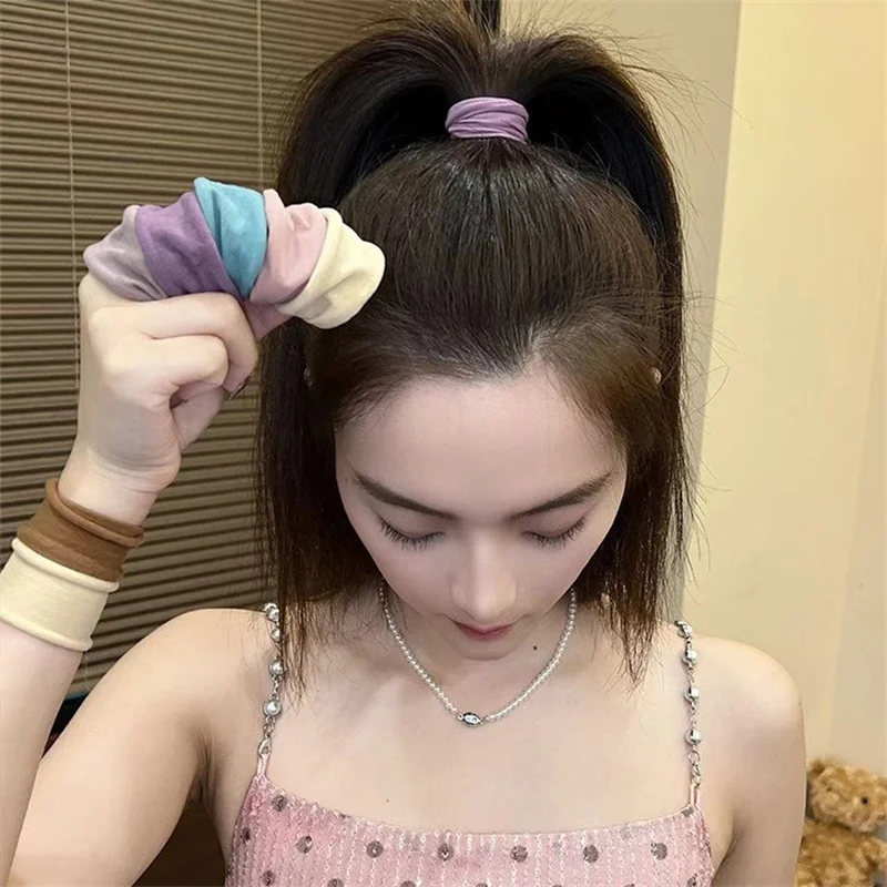 5Pcs/Bag Nylon Scrunchies Girls Wide Elastic Hair Band Ponytail Holder Ties Rubber Bands Fashion Women Hair Accessories