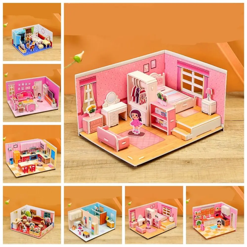 

Creative Paper 3D Paper Puzzle Room DIY Bathroom Boys Girls Toys Assemble Gift Bedroom Nursery School