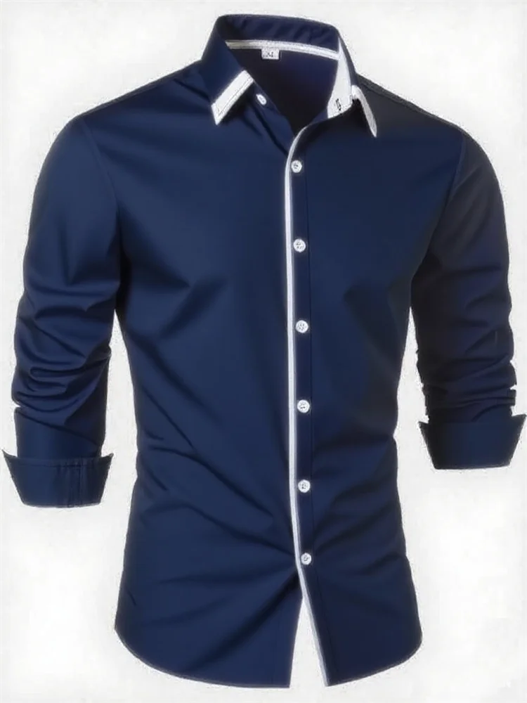 

New Spring Men's Shirt Long Sleeve Button Shirt, High Quality Men's Social Business Casual Shirt, Soft Breathable Fabric XS-6XL