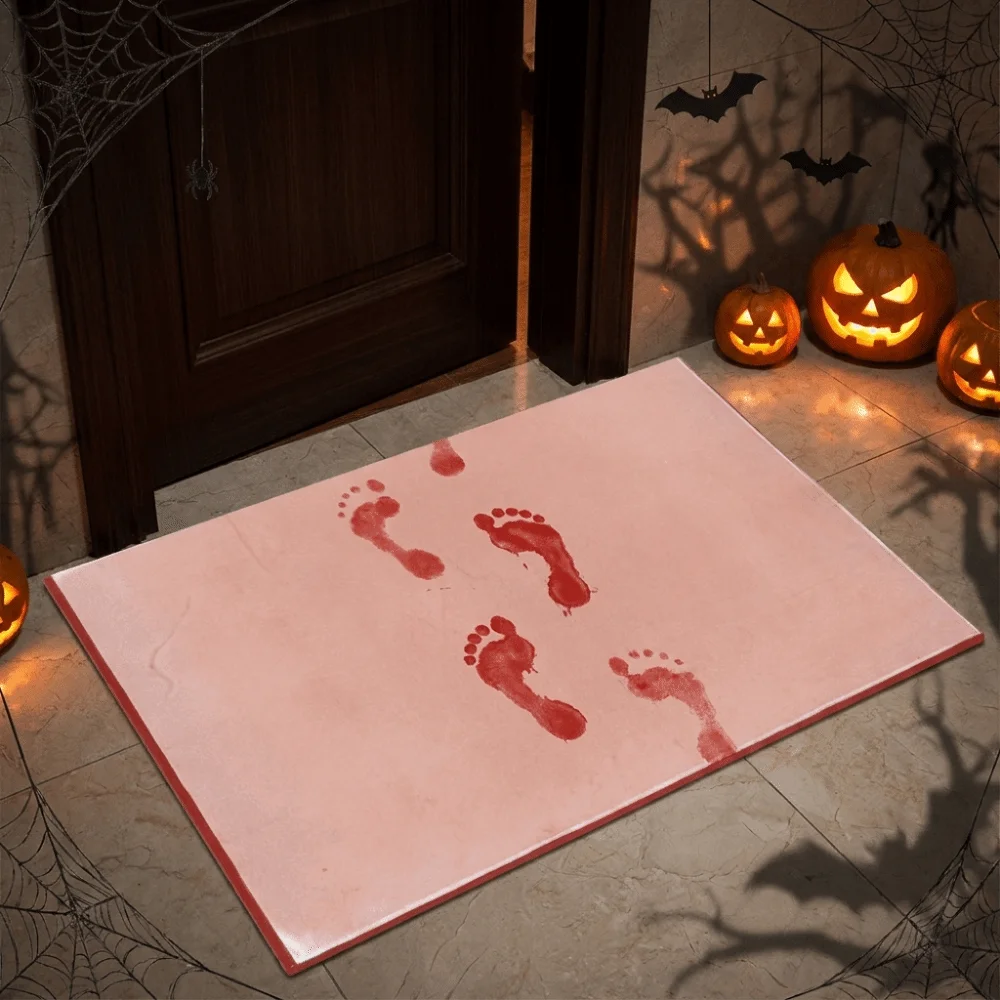 Non Slip Halloween Color Changing Floor Mat Color Changing Funny Color Changing Blood Footprints Door Mat Water Absorbent