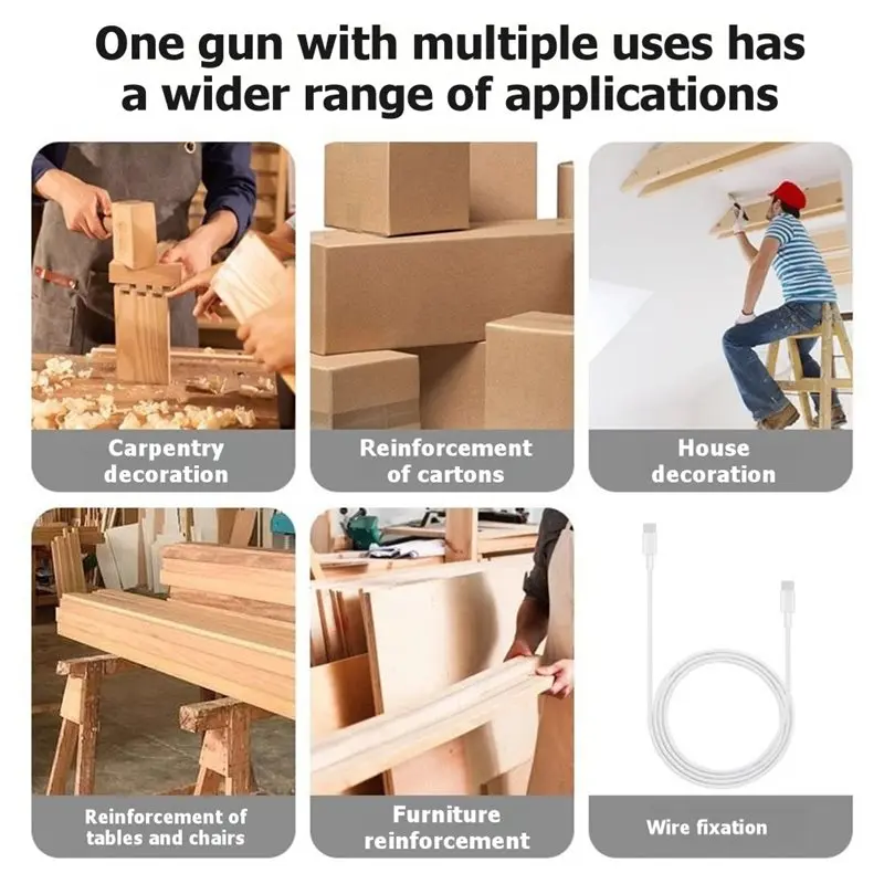 ABLN-Manual Nail Gun Kit With 1000 Door Nails, Handheld Interior Nail Gun For Carpentry, Wiring, Decoration And Repair