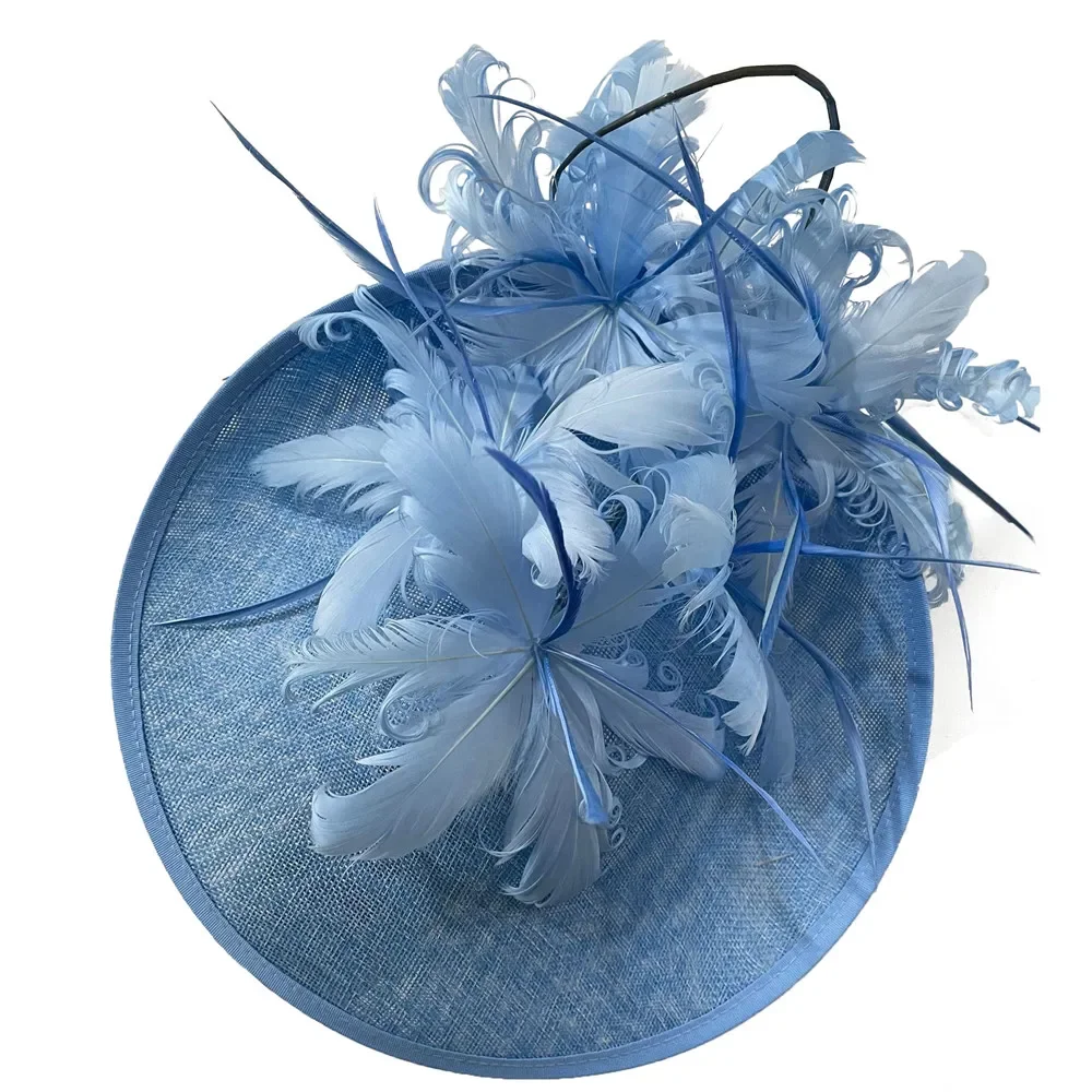 Red Fascinator Hats For Women Wedding Elegant Fascinator With Feather Flower Adorn Headpiece Lady Cocktail Headwear