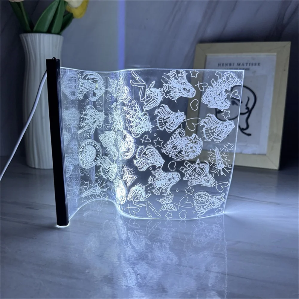 Datum Mädchen Scroll Lampe führte Tisch atmosphäre Licht デート · ア· ライブAcryl Nachtlicht 3d Stimmung Licht Cartoon Kunst Dekor Lampen 3/7 Farben