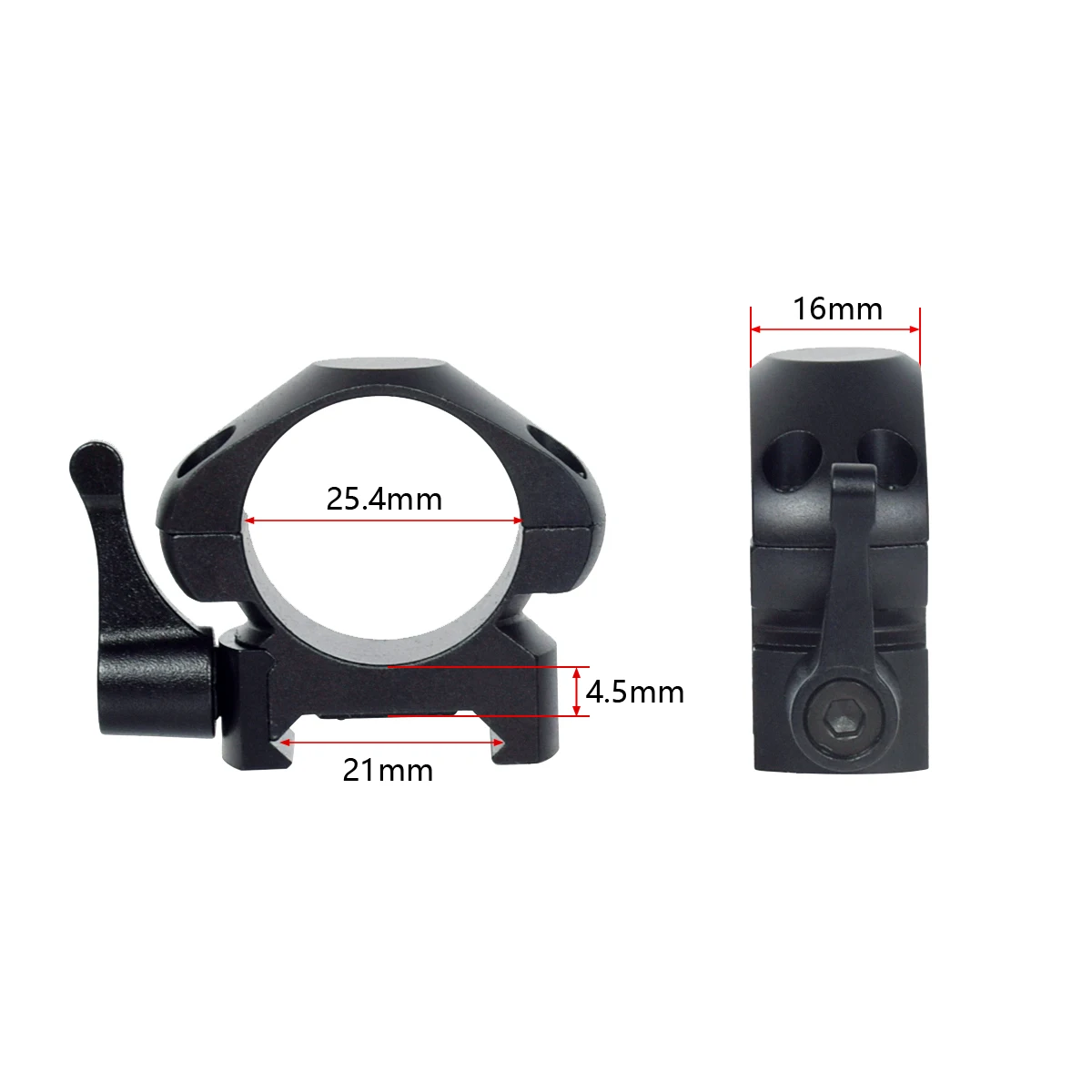 Tactical 25.4mm 30mm Steel Scope Rings Mount  With Quick Release 20mm Rifle Rail Ring For Low Medium High Profile 2pcs