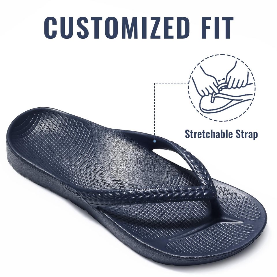 Litfun Men's Summer Flip Flops Comfortable Orthopedic Slippers For Plantar Fascitis Light Outdoor Beach Sandal With Arch Support