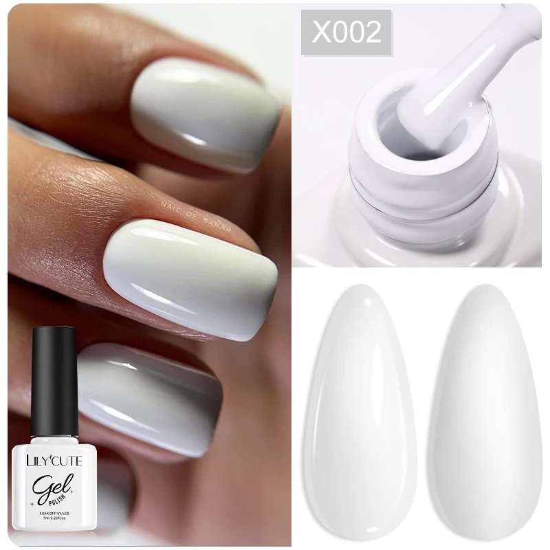 LILYCUTE 7ML Black White Color Gel Nail Polish Summer Colorful Gel Nail Art Semi Permanent UV Gel Soak Off UV LED Gel Varnishes