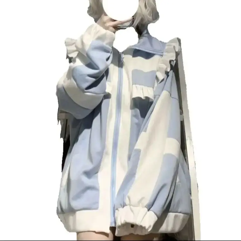 

Japan Soft Girl College Style Cardigan Sweatshirt For Female Students Version Loose Spring And Autumn New Ruffled Lolita Jacket