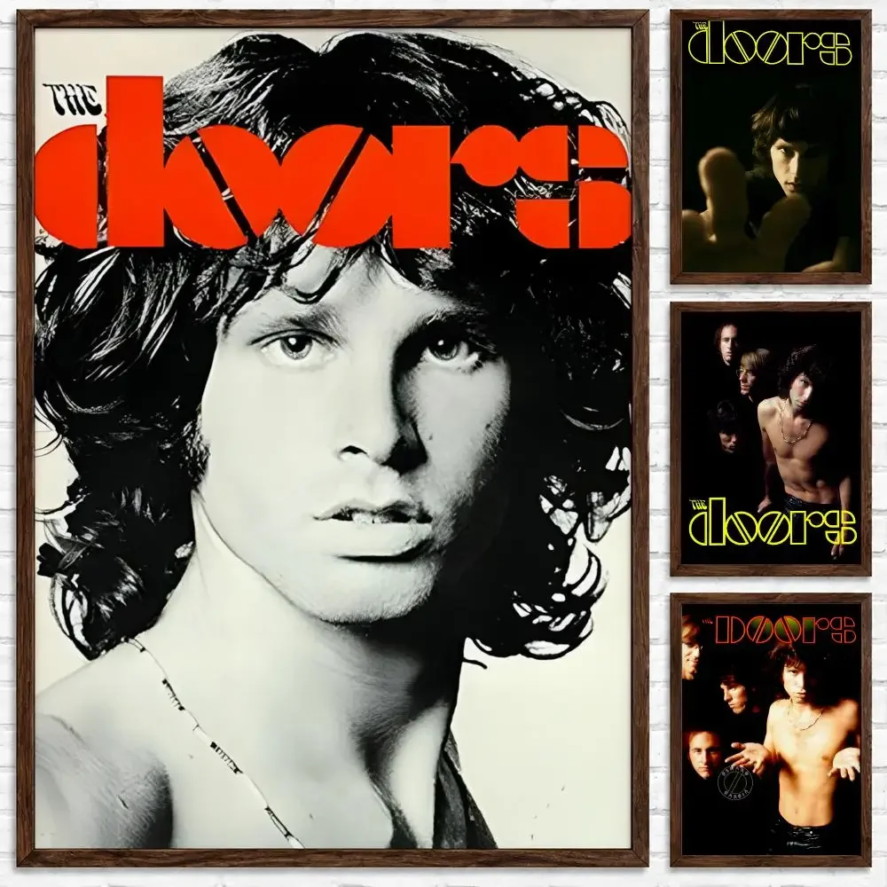 Classic Psychedelic Rock Band The Doors Jim Morrison Poster Self‑Adhesive Waterproof Poster Sticker Wall Art Home Decor