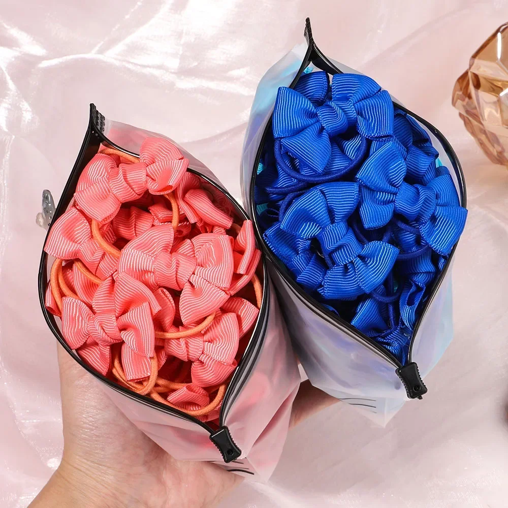 5/10/20Pcs Solid Color Bows Elastic Hair Bands For Kids Girls Rubber Band Hair Ties Ponytail Holder Headwear Hair Accessories